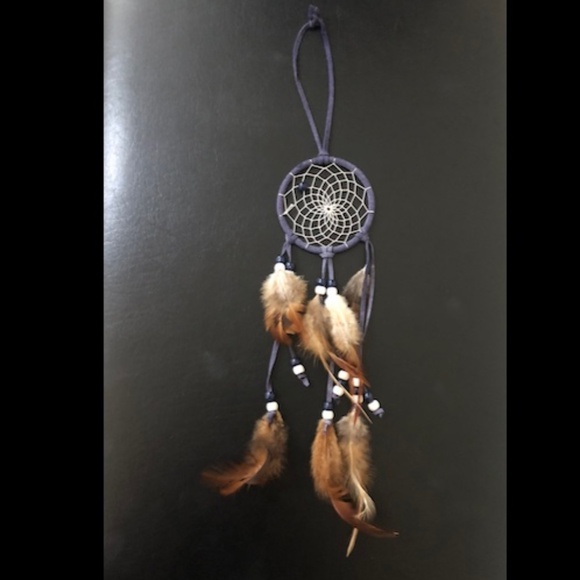 Small Dreamcatcher blue with copper feathers and blue/white beads - Picture 1 of 1